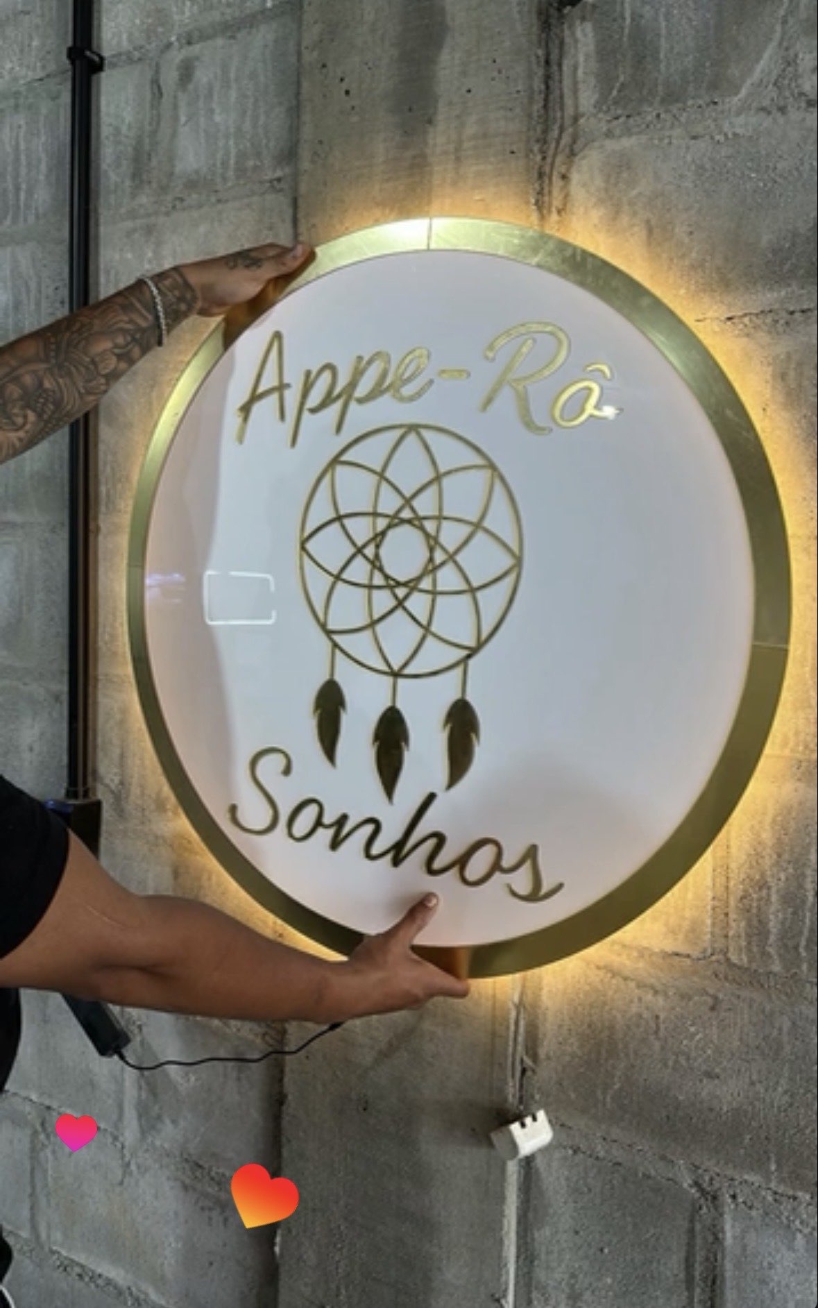 Placa luminosa redonda Appe-Rô Sonhos